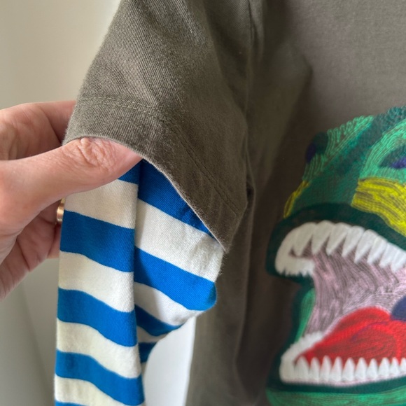 Mini Boden kids Dino layered super stitch long sleeve tee size 6/7 boys - Picture 3 of 8